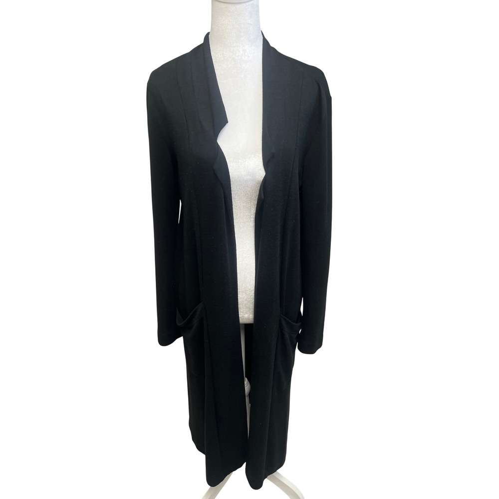 Banana Republic Duster Cardigan Black Open Front Sz S Minimalist Knit Cozy